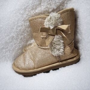 Girls Gold Glitter Winter Boots